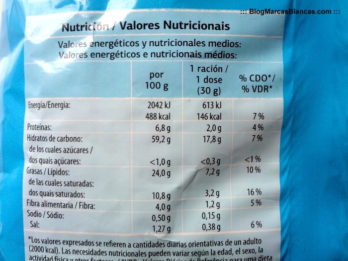 información nutricional patatas fritas light